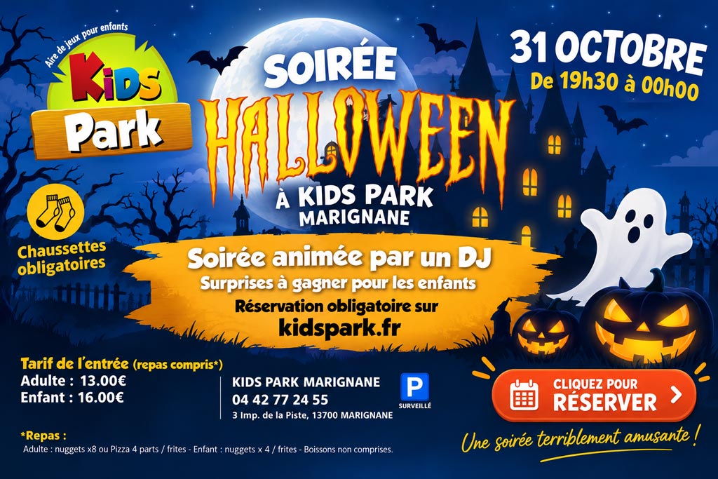 Soirée Halloween Kids Park 2026 le samedi 31-10-2026